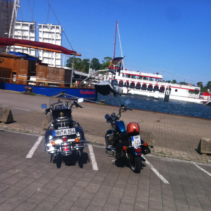 Bikertreff in Kappeln, Jutta`s Fischimbiss an der Klappbrücke